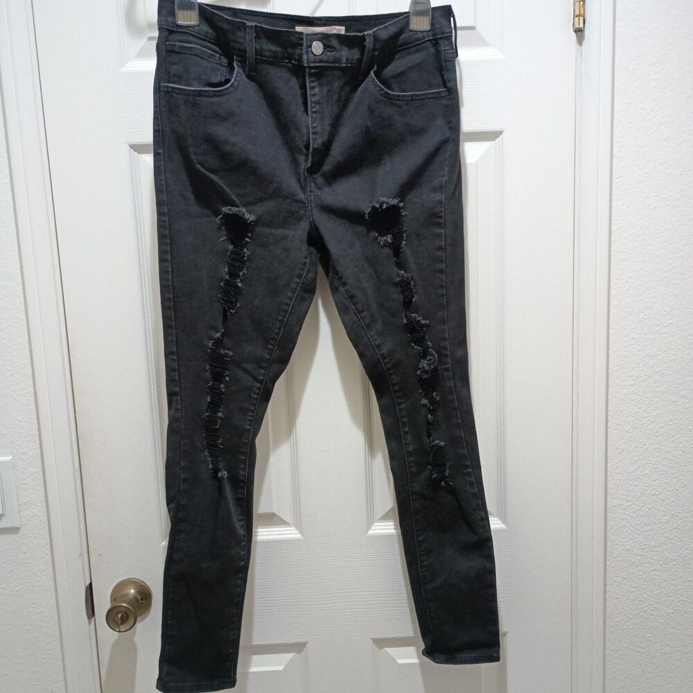 Levi’s Women’s 720 Super Skinny Jeans 31x30 High Rise Black Distressed Ripped